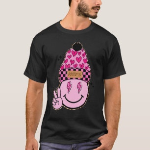 Camiseta Retro Dia de os namorados Beanie Happy Face Pink C
