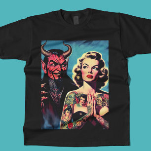 Camiseta Retro Diabólico Tatuado Pin-up