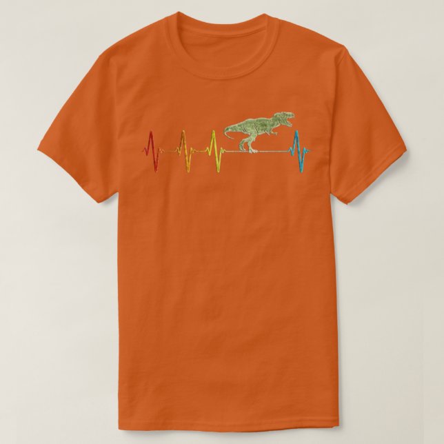 Camiseta Retro Dinossaur Heartbeat Love EKG T Rex Lover (Frente do Design)