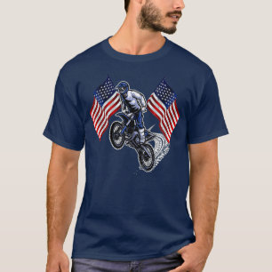 Camiseta Retro Dirt Bike Motocross 4 De Julho Americano