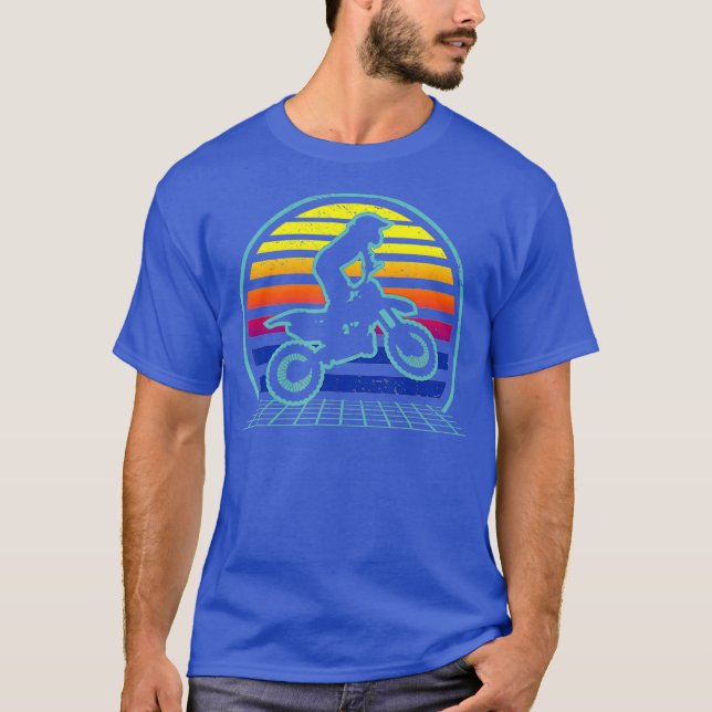 Camiseta Retro Dirtbiking Vaporwave Dirt Biker 70s Biking (Frente)