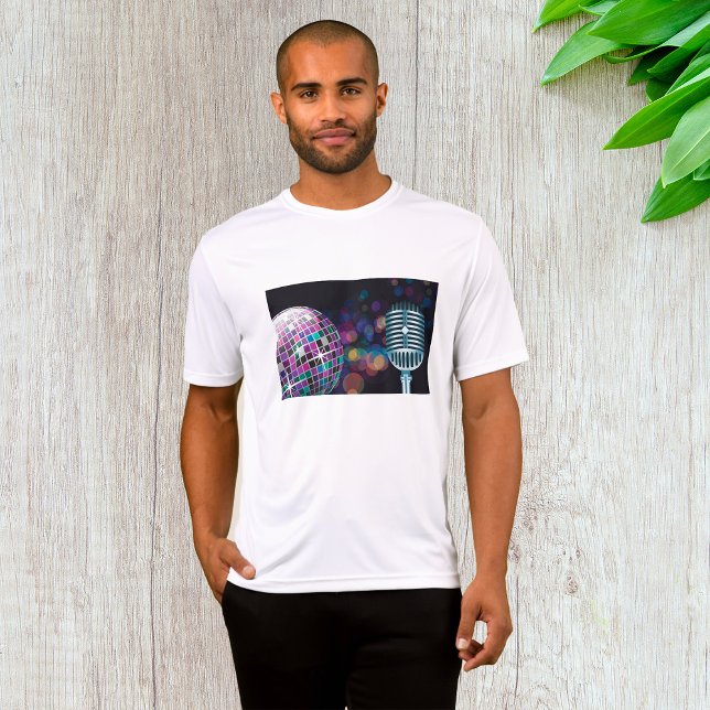 Camiseta Retro Disco Ball and Vintage Microphone (Criador carregado)