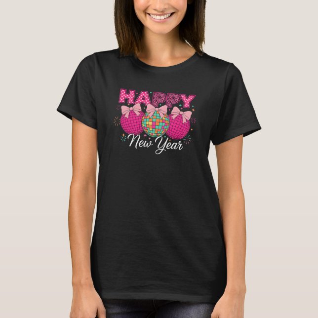 Camiseta Retro Disco Ball Happy New Year Art (Frente)