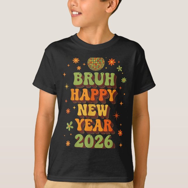 Camiseta Retro Disco Ball Nye Shirt, Bruh Happy New Year 20 (Frente)