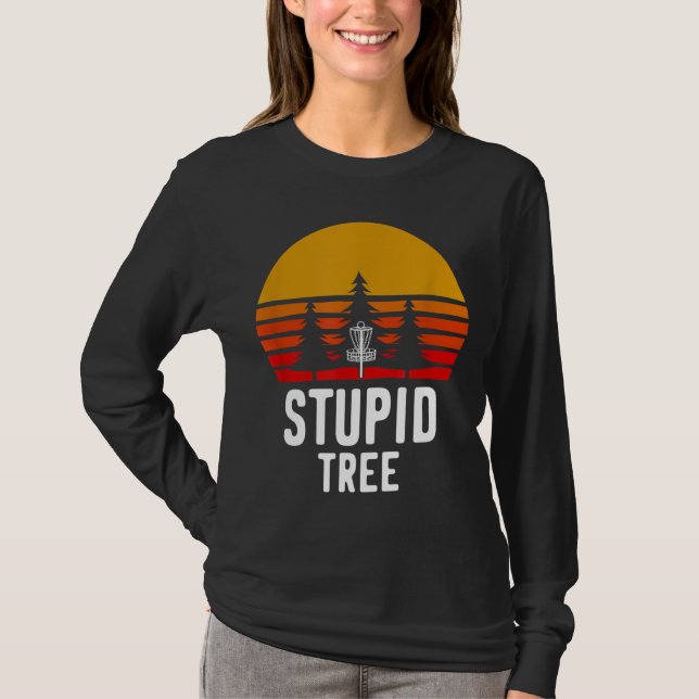 Camiseta Retro Disco Golf Estúpido Árvore Funny Frisbee Gol (Frente)