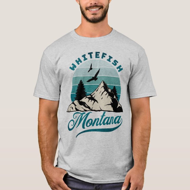Camiseta Retro Distinta Blue Whitefish Montana MT (Frente)