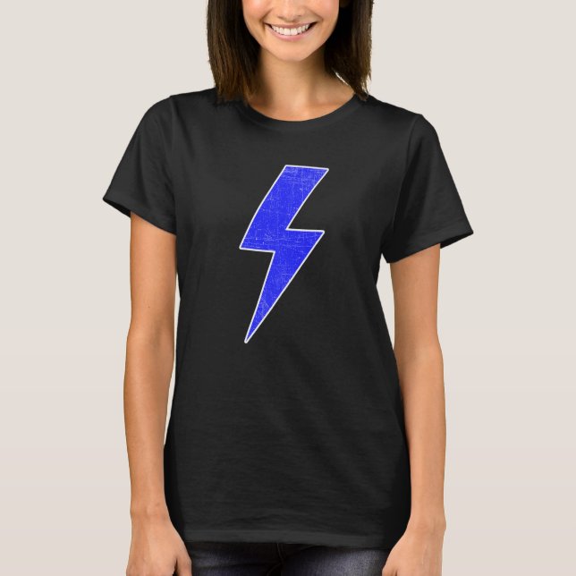 Camiseta Retro Distressed BLUE & WHITE Lightning Bolt (Frente)