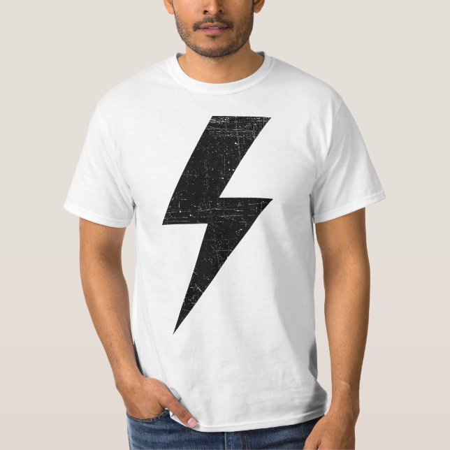 Camiseta Retro Distressed Bolt Lightning Black  (Frente)