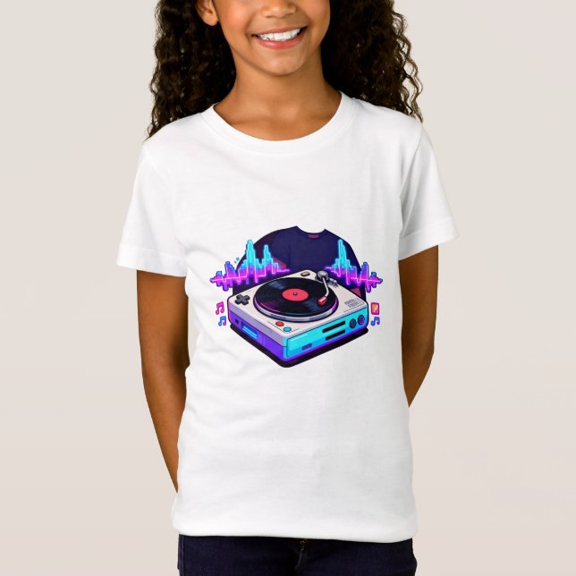 Camiseta Retro DJ Turntable Music Lover Kids Design (Frente)