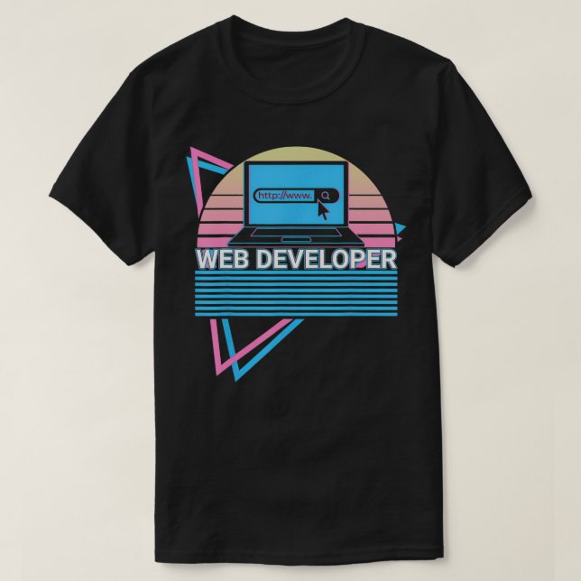 Camiseta Retro do desenvolvedor da Web (Frente do Design)