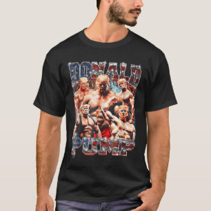 Camiseta Retro Donald Pump Gym Collage Foto Memória Engraça