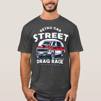 CAMISETA RETRO DRAG RACE CAR CARTÃO