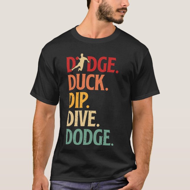 Camiseta Retro Duck Dip Dive Funny Dodgeball Team Player Ba (Frente)