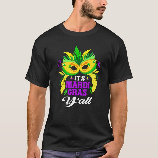 Camiseta Retro É Mardi Gras Y All Party Mask Hat (Frente)