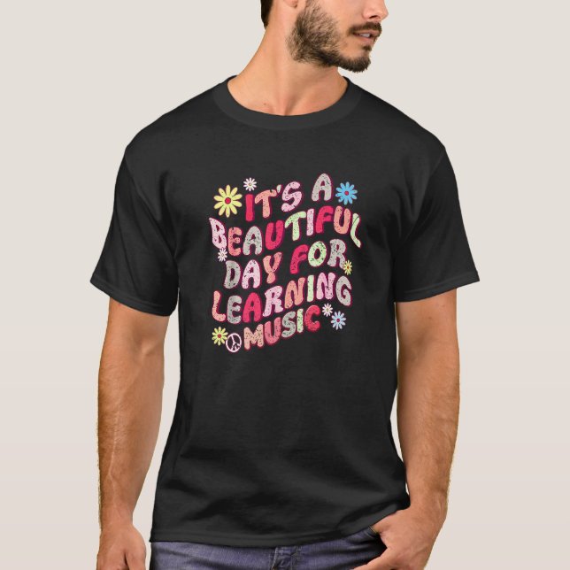 Camiseta Retro É Um Belo Dia para Aprender Música Tea (Frente)