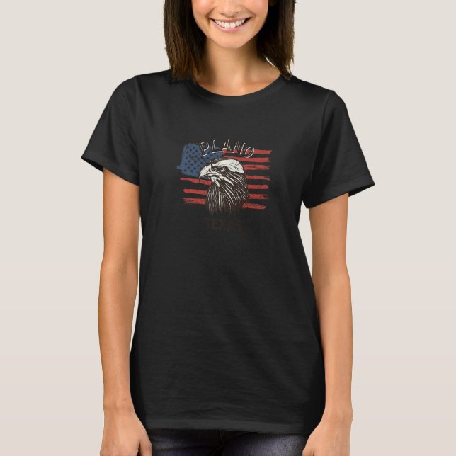 Camiseta Retro Eagle Usa Flag Texas Vintage Plano (Frente)