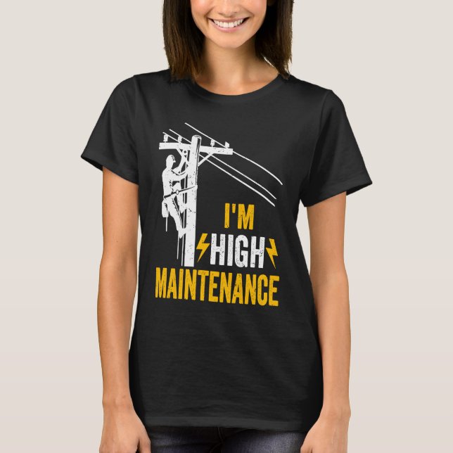 Camiseta Retro Electrician Lineman Journeyman I'm High Main (Frente)