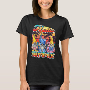 Camiseta Retrô Engraçado, Férias dos Gnomos de Verão Praia