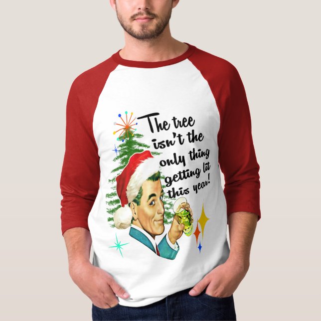 Camiseta Retrô Engraçado Homem do MCM Ficando no Natal (Frente)