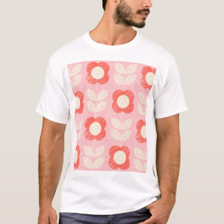 Camiseta Retro Escandinavo Espalhado Floral Espalhado Sem C