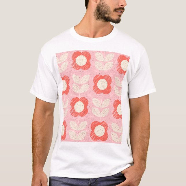 Camiseta Retro Escandinavo Espalhado Floral Espalhado Sem C (Frente)