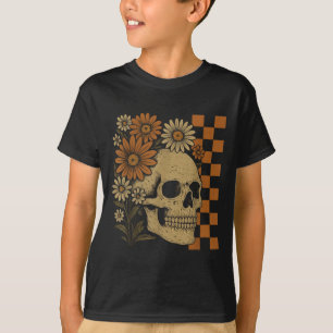 Camiseta Retro Esqueleto Floral Funny Skull Halloween