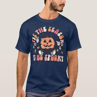 Camiseta Retro Esta É A Época De Spooky Floral Pumpkin H