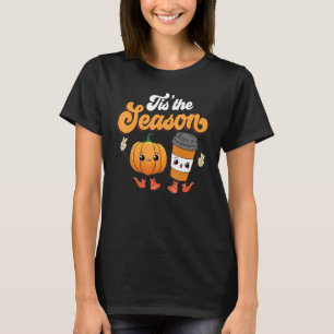 Camiseta Retro Esta É A Época Pumpkin Café Cai Obrigado