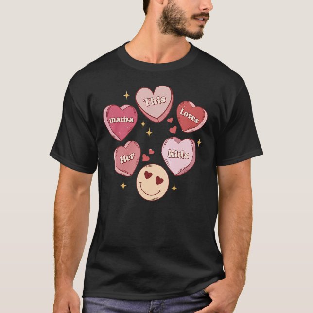 Camiseta Retrô Esta Mamãe Ama Os Filhos Cardíacos Doce Vale (Frente)