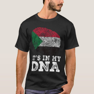 Camiseta Retro Está no meu Dna Sudan Flag Fingerprint
