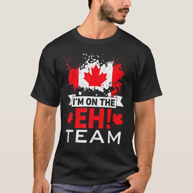 Camiseta Retro, estou no Eh Team Maple Leaf Canadian Flag (Frente)