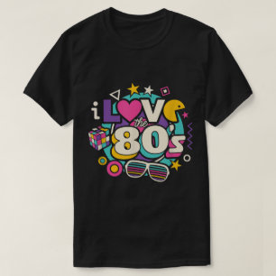 Camiseta Retro Eu Amo os Anos 80 Design Colorido Vintage