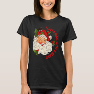 Camiseta Retro Eu Amo Um Homem Com Uma Barba Papais noeis B