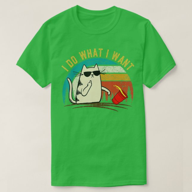 Camiseta Retro eu faço o que eu quero gato, gato Pai mãe gi (Frente do Design)