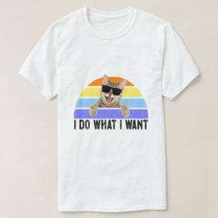 Camiseta Retro eu faço o que eu quero um gato engraçado