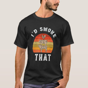 Camiseta Retro Eu Fumaria Que Carne de Porco Frango Fumante