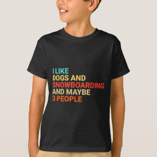 Camiseta Retro Eu Gosto de Cães e Snowboarding Amante Engra