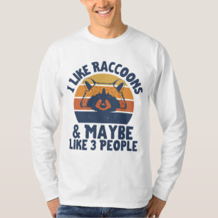 Camiseta Retro Eu Gosto De Guaxinins E Talvez Como 3 Pessoa
