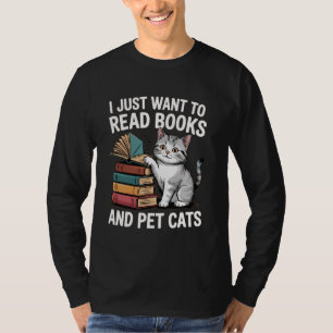 Camiseta Retro Eu Só Quero Ler Livros E Fazer Carinho Em Ga