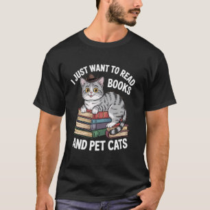 Camiseta Retro Eu Só Quero Ler Livros E Fazer Carinho Em Ga