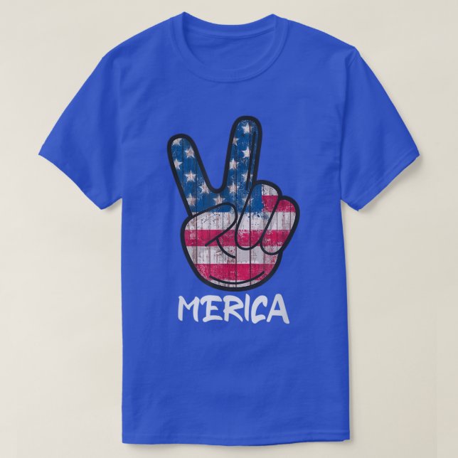 Camiseta Retro EUA 4 de julho bandeira americana Merica Pea (Frente do Design)