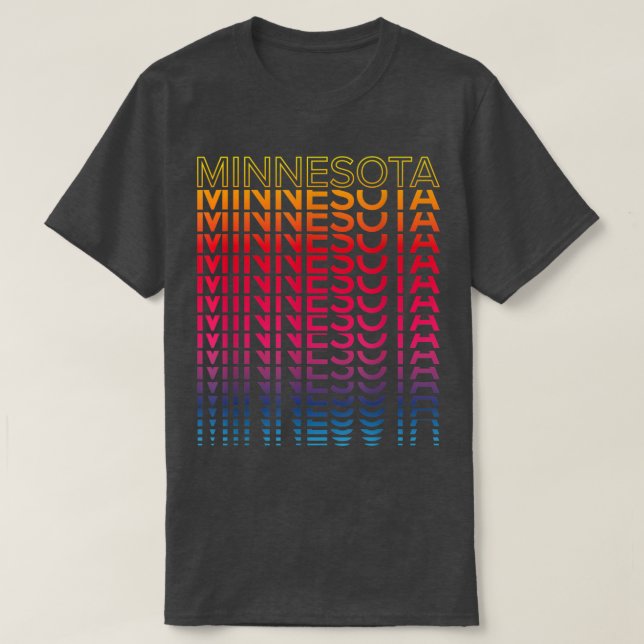Camiseta Retro EUA Colorful StateNostalgic Minnesota (Frente do Design)
