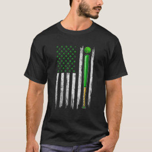 Camiseta Retro EUA Flag Baseball Shamrock Sports Rua. Patr