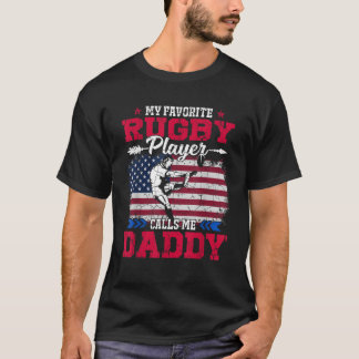 Camiseta Retro EUA Flag Rugby Player Me Chamar Pai 4 de jul