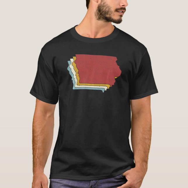 Camiseta Retro EUA State Vintage Map Iowa (Frente)