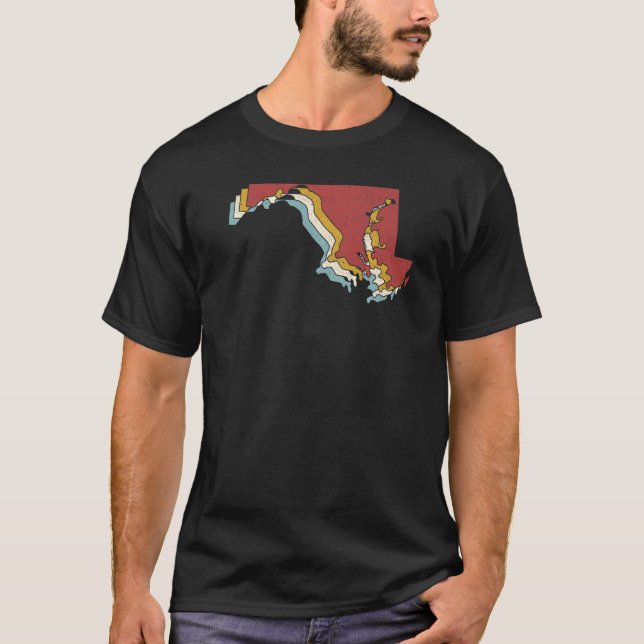 Camiseta Retro EUA State Vintage Map Maryland (Frente)
