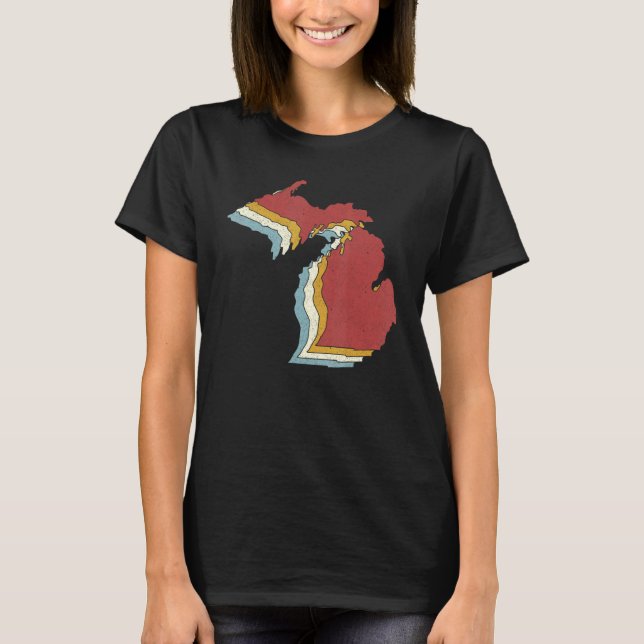 Camiseta Retro EUA State Vintage Map Michigan (Frente)