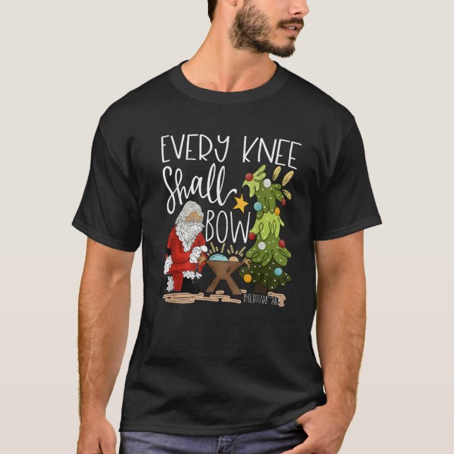 Camiseta Retro Every Knee Shall Bow Santa Clause Religious  (Frente)
