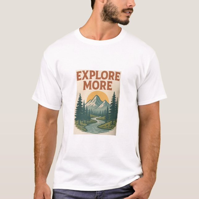 Camiseta Retro "Explore More" Mountain Adventure T-Shirt (Frente)