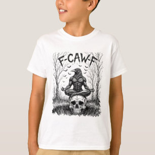 Camiseta Retro F-caw-f Dizendo Meme Corvo Preto Yoga Sentad
